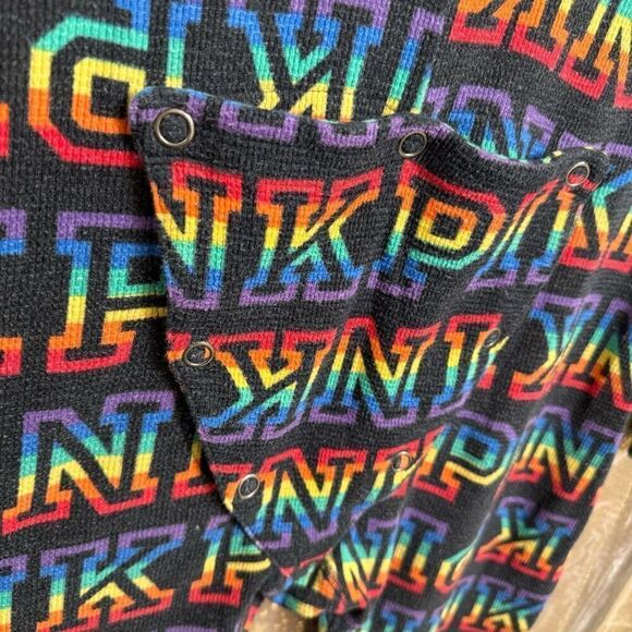 PINK Victorias Secret Rainbow Logo One Piece Pajama Romper Medium - Picture 5 of 8